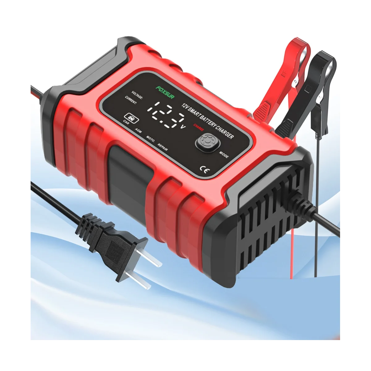 FOXSUR Car Battery Charger 12V 6A for Automotive Electric Motorcycle Truck Car Battery Charger Repair Desulfator-US Plug
FOXSUR Car Battery Charger 12V 6A for Automotive Electric Motorcycle Truck Car Battery Charger Repair Desulfator-US Plug