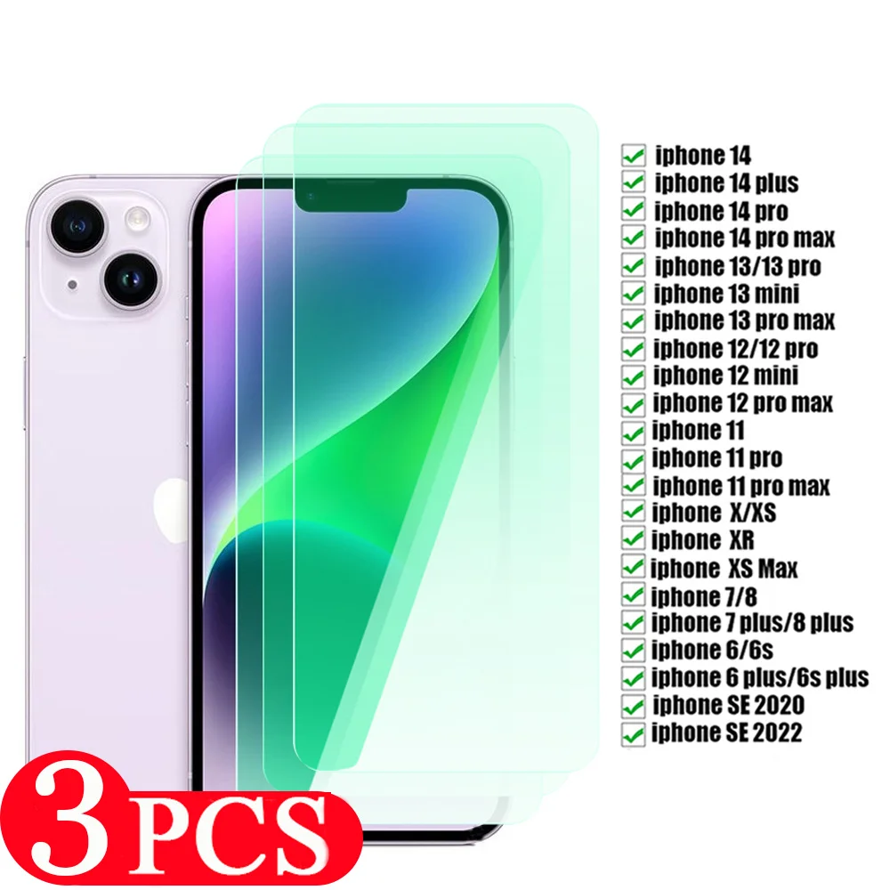 3Pcs Anti green light Eye protection Tempered Glass For iphone 14 13 mini 12 11 pro XS max SE 8 7 X XR 6 plus screen protector
3Pcs Anti green light Eye protection Tempered Glass For iphone 14 13 mini 12 11 pro XS max SE 8 7 X XR 6 plus screen protector