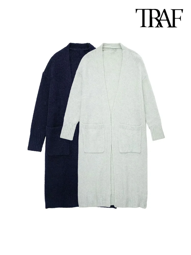 TRAF Women Fashion Oversized Longline Open Knit Cardigan Sweater Vintage Long Sleeve Patch Pockets Female Outerwear Mujer
TRAF Women Fashion Oversized Longline Open Knit Cardigan Sweater Vintage Long Sleeve Patch Pockets Female Outerwear Mujer