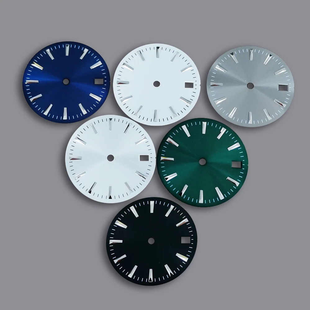 28.5MM Modified Watch Accessories Nail Type Sunburst Matte Watch Dial Face Suitable For NH35 NH36 4R/7S Movement
28.5MM Modified Watch Accessories Nail Type Sunburst Matte Watch Dial Face Suitable For NH35 NH36 4R/7S Movement