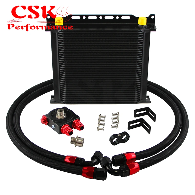 Universal 34 Row Stacked-plate Oil Cooler with M20x1.5 3/4X16 Thermostatic Sandwich Plate Adapter Braided Hoses
Universal 34 Row Stacked-plate Oil Cooler with M20x1.5 3/4X16 Thermostatic Sandwich Plate Adapter Braided Hoses