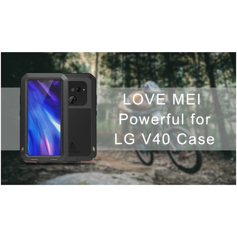 

Love Mei Powerful Phone Case For LG V40 Shockproof Waterproof Metal Rugged Armor & Gorilla Glass For LG V40 6.4 inch