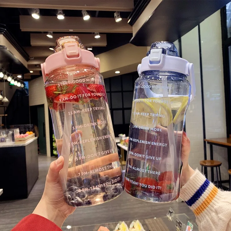 2 Liters Water Bottle with Time Marker Reusable Outdoors Sports Drinking Bottle Portable Plastic Cups with Straw High-capacity
2 Liters Water Bottle with Time Marker Reusable Outdoors Sports Drinking Bottle Portable Plastic Cups with Straw High-capacity