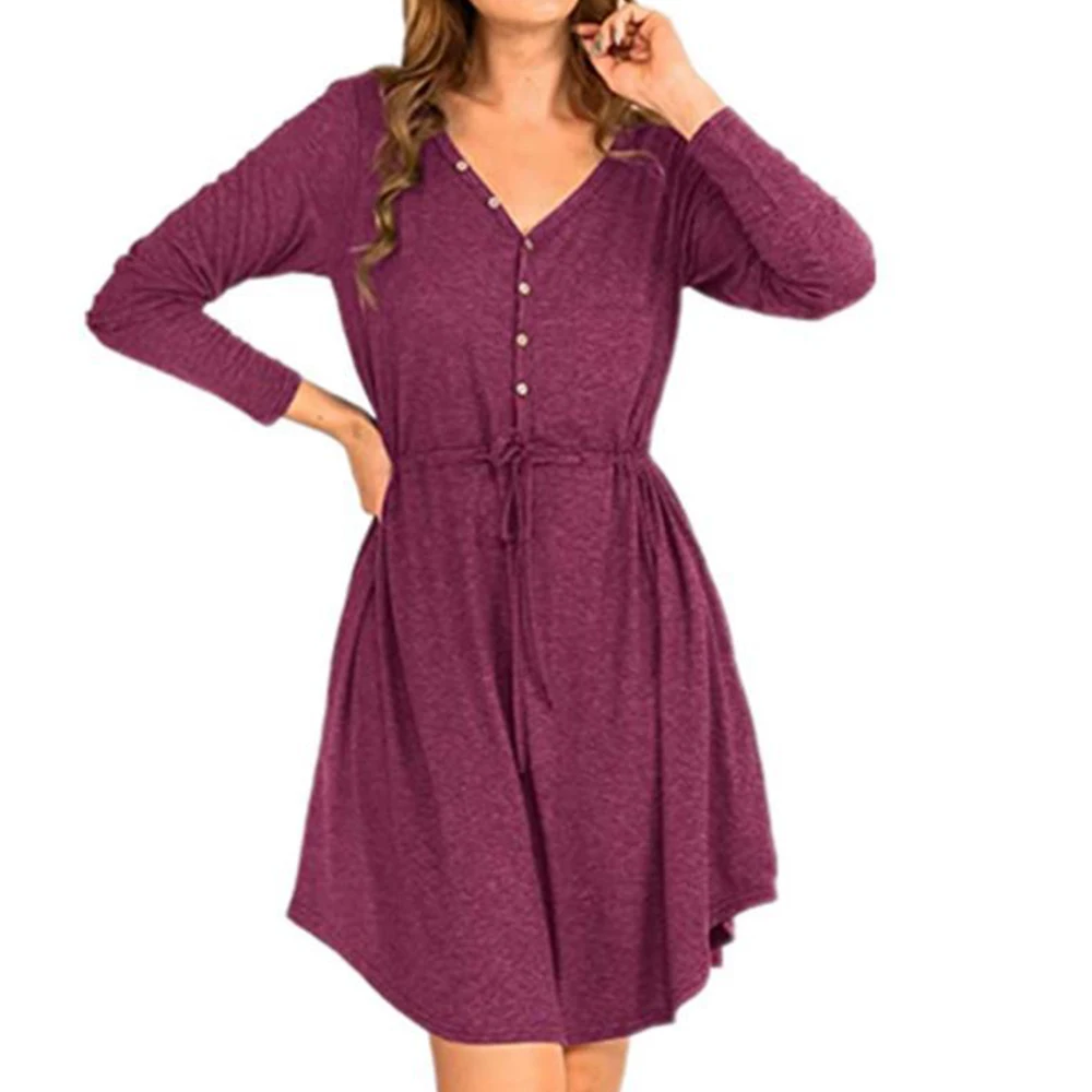 Elegant Casual Dresses For Women Solid All-match V-neck Fashion Long Sleeve Skirt Button Belt Skirt Mid-length Pullover Dress
Elegant Casual Dresses For Women Solid All-match V-neck Fashion Long Sleeve Skirt Button Belt Skirt Mid-length Pullover Dress
