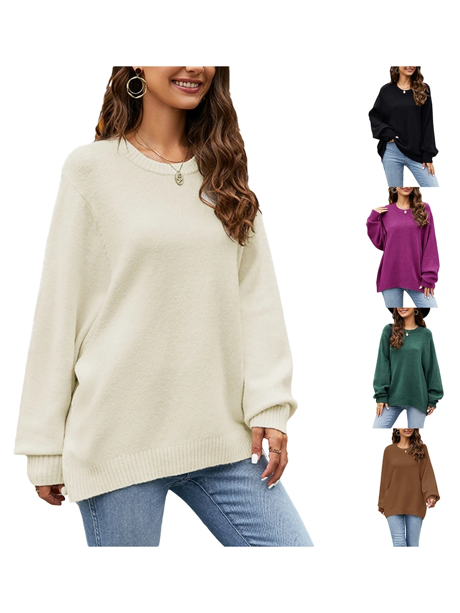 Женский вязаный Свитер оверсайз с длинным рукавом и круглым вырезом
Женский вязаный Свитер оверсайз с длинным рукавом и круглым вырезом