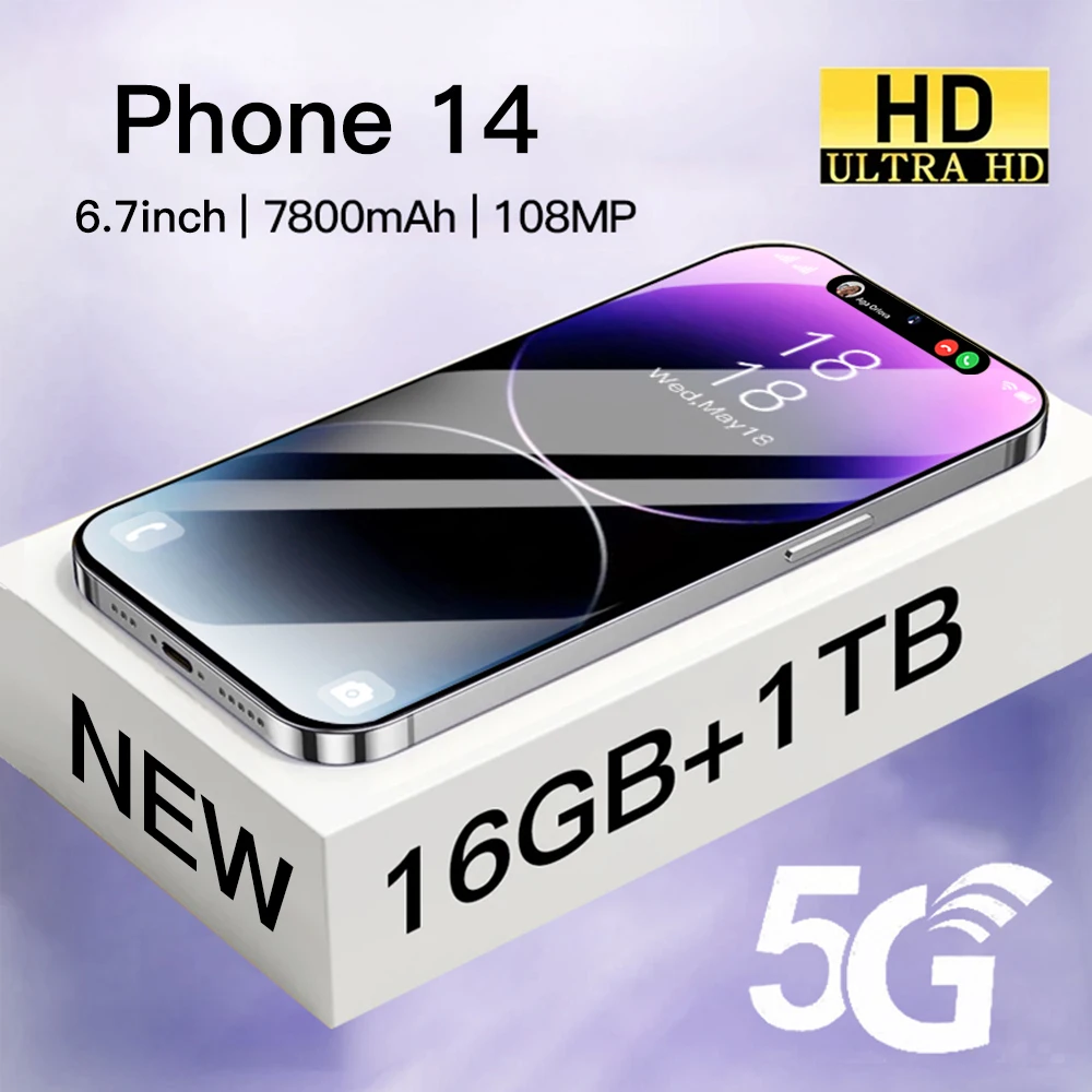 Новый телефон 14, оригинальный смартфон, полный экран 6,7 дюйма, идентификация по лицу, 16 ГБ + 1 ТБ, 4G и искусственная кожа, дешевый мобильный тел...
Новый телефон 14, оригинальный смартфон, полный экран 6,7 дюйма, идентификация по лицу, 16 ГБ + 1 ТБ, 4G и искусственная кожа, дешевый мобильный тел...