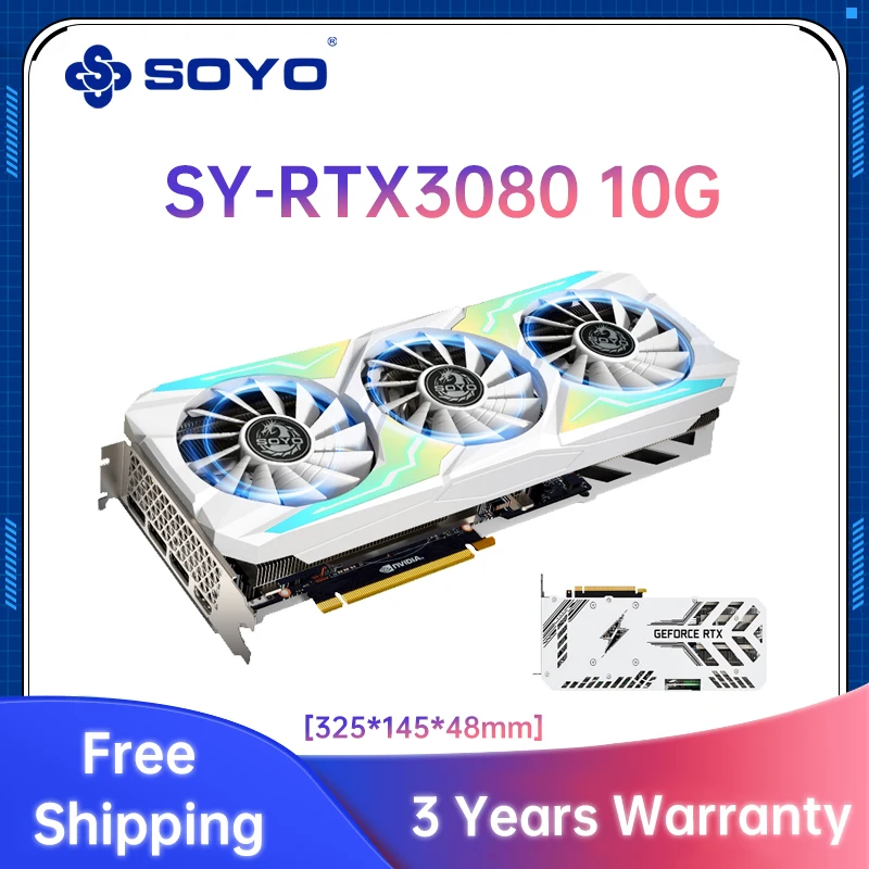 

SOYO New GeForce RTX3080 10G gaming graphics card GDDR6 320Bit 8+8Pin desktop PC gaming standalone graphics card PCI Express X16