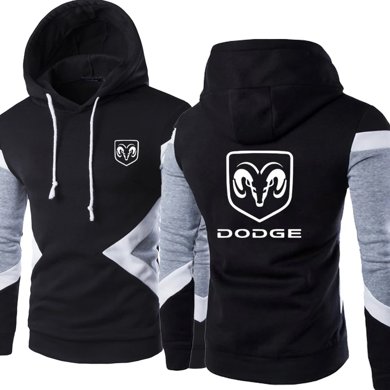 

2023New Fashion Spring Autumn Dodge Hoodies Patchwork Men Pullover Sweatshirts Casual Long Sleeve Cotton Hoody