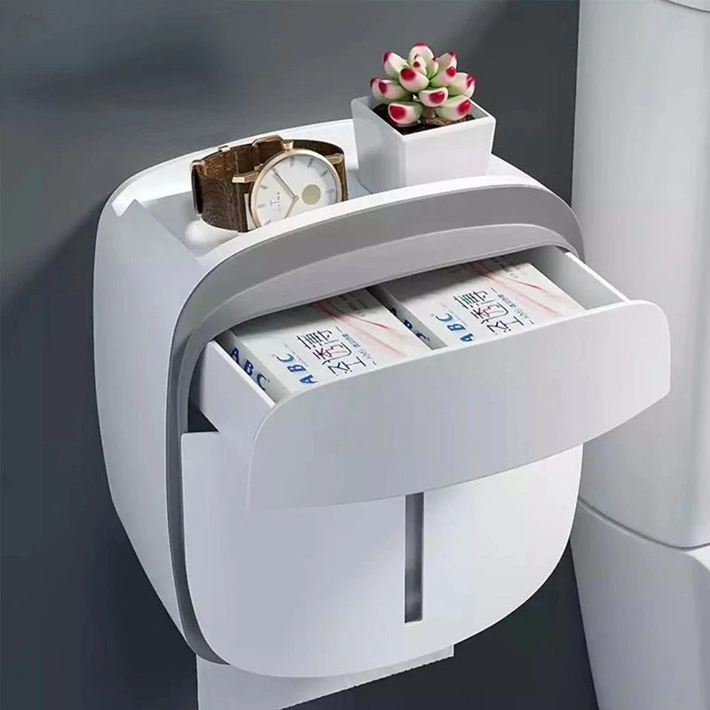Wall Mounted Plastic Tissue Dispenser Kitchen Bathroom Toilet Roll Paper Towel Holder with Tissue Box Shelf and Cover
Wall Mounted Plastic Tissue Dispenser Kitchen Bathroom Toilet Roll Paper Towel Holder with Tissue Box Shelf and Cover