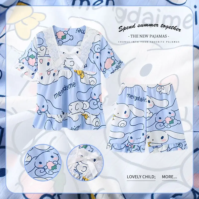 Kuromi Cinnamoroll Kawaii Children Pajamas Sanrio Anime Cute Cartoon My Melody Short Sleeve Thin Home Clothes Set Toys for Girls
Kuromi Cinnamoroll Kawaii Children Pajamas Sanrio Anime Cute Cartoon My Melody Short Sleeve Thin Home Clothes Set Toys for Girls
