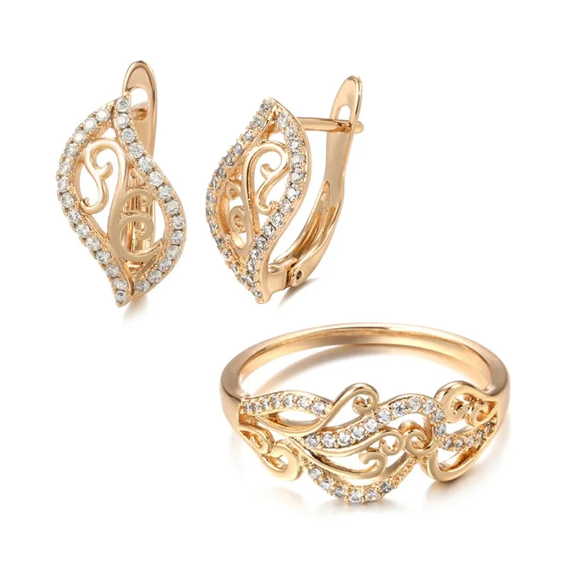 Grier Women Rose Gold Women Earring Ring Sets Fashion Natural Zircon Hollow Flower Vintage Earrings Rings Gift Daily Jewelry
Grier Women Rose Gold Women Earring Ring Sets Fashion Natural Zircon Hollow Flower Vintage Earrings Rings Gift Daily Jewelry