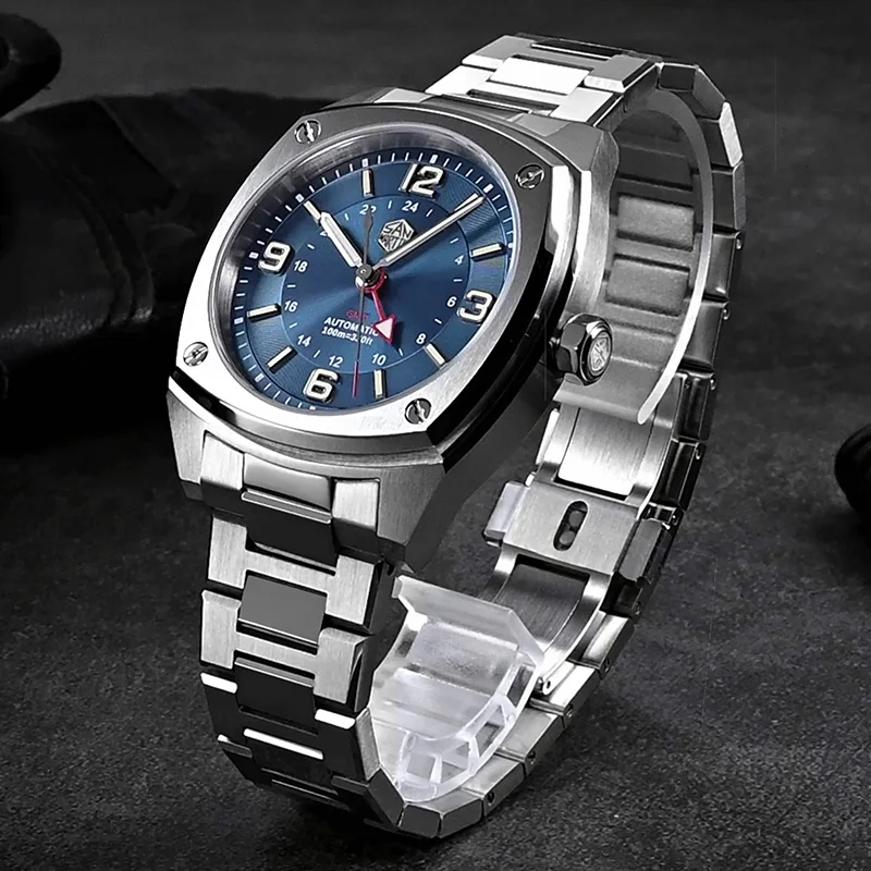 Часы San Martin GMT мужские с квадратным циферблатом 40 мм, Роскошные автоматические механические водонепроницаемые наручные, сапфировые
Часы San Martin GMT мужские с квадратным циферблатом 40 мм, Роскошные автоматические механические водонепроницаемые наручные, сапфировые