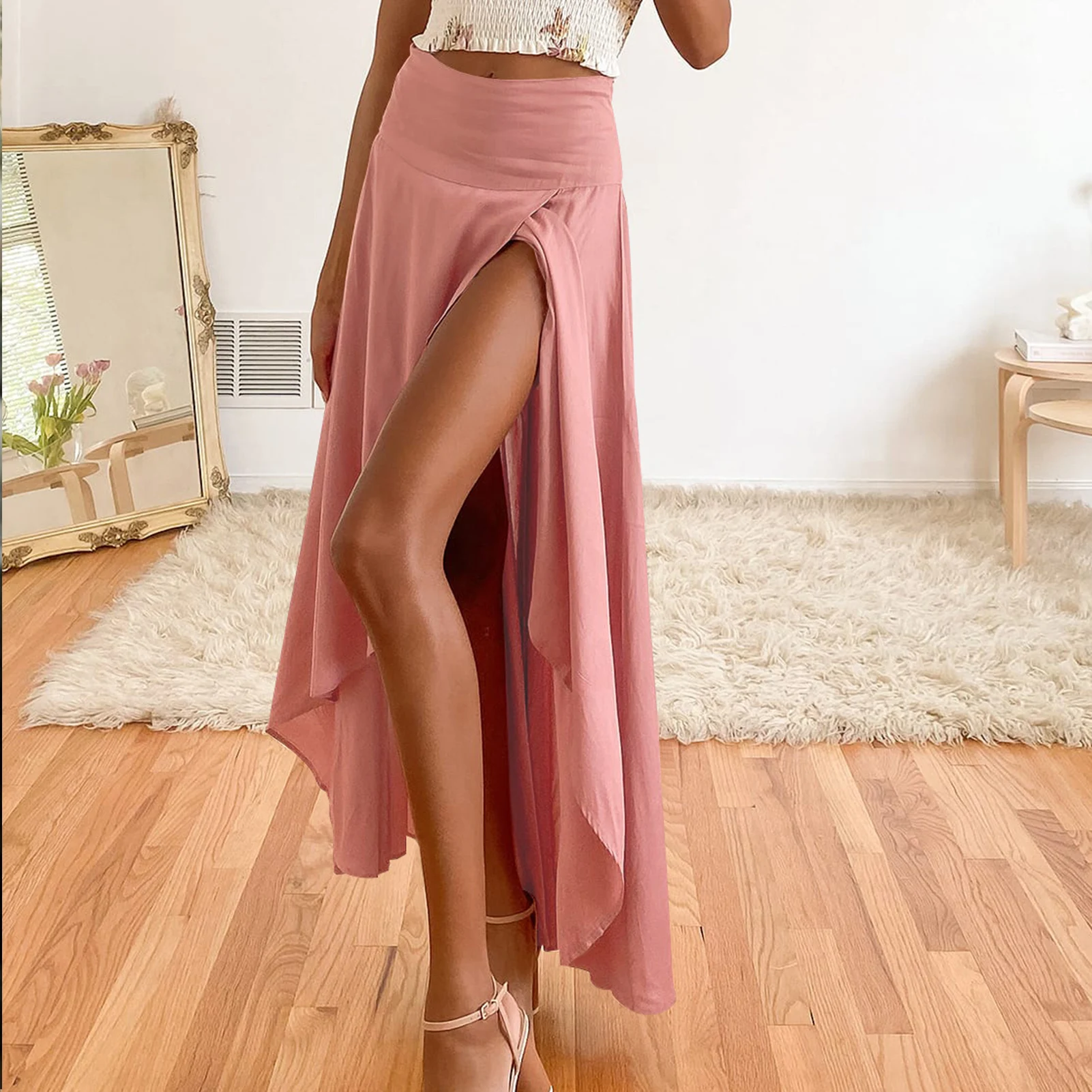 Draped Skirt High Waist Summer Lightweight Skirts Slit Wrap Elastic Flowy Skirts Ruffle Hem Solid Color for Women Summer Party
Draped Skirt High Waist Summer Lightweight Skirts Slit Wrap Elastic Flowy Skirts Ruffle Hem Solid Color for Women Summer Party