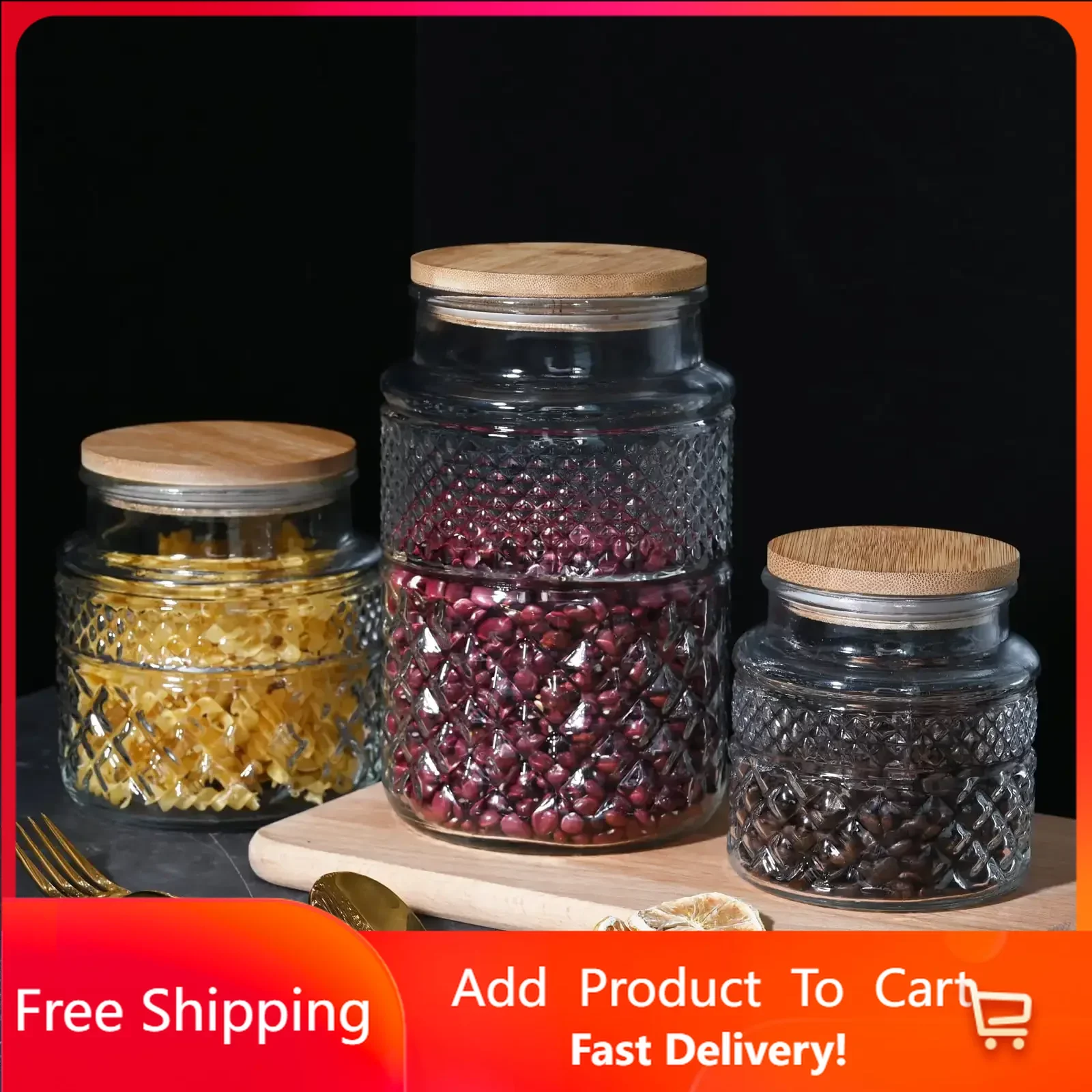 Glass Storage Jars with Bamboo Lids,Glass Food Storage Canister for Serving Tea, Coffee, Spice, Candy, Cookie Rapid Transit 
Glass Storage Jars with Bamboo Lids,Glass Food Storage Canister for Serving Tea, Coffee, Spice, Candy, Cookie Rapid Transit