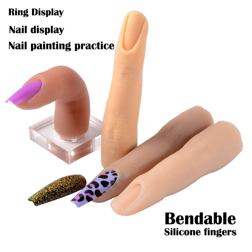 1PC Flexible Silicone Nail Training Finger Bendable Fake Finger Human Finger Model for Acrylic Nail Practice Hand Nail Art
1PC Flexible Silicone Nail Training Finger Bendable Fake Finger Human Finger Model for Acrylic Nail Practice Hand Nail Art