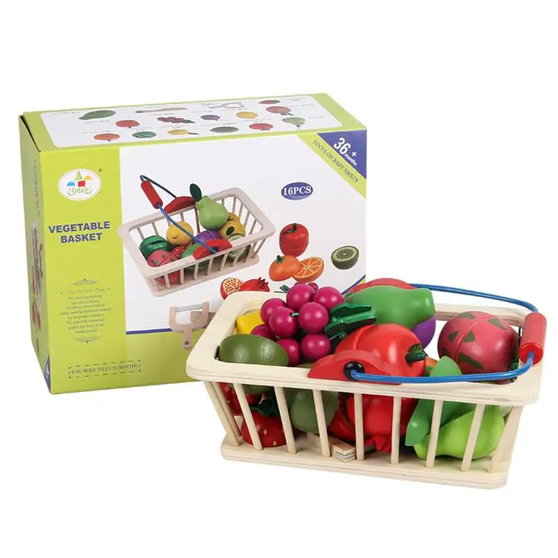 

Wooden Play Food Toys 16pcs Pretend Play Kitchen Vegetable Set Pretend Food Playset Fruits And Vegetables Toddler Kitchen