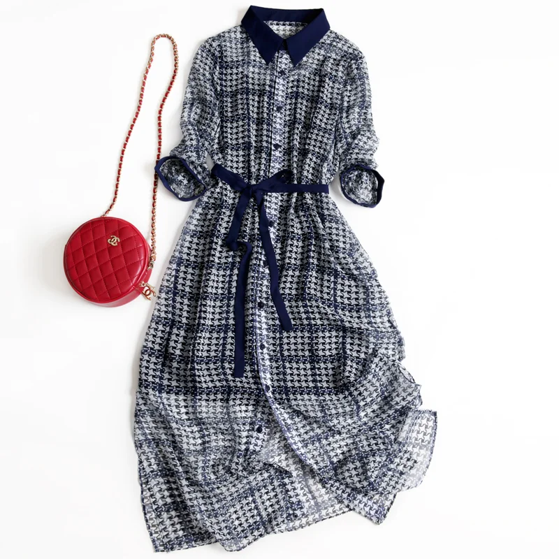 SuperAen 2022 Summer Three Quarter Turn-down Collar A Line Casual Printed Plaid Silk Dresses for Women
SuperAen 2022 Summer Three Quarter Turn-down Collar A Line Casual Printed Plaid Silk Dresses for Women