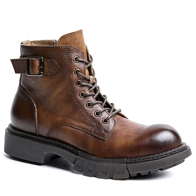 Cowhide Thick-soled Boots Men Tide Short Boots Motorcycle Boots Tooling Boots High-top Slip on Genuine Leather Military Boots
Cowhide Thick-soled Boots Men Tide Short Boots Motorcycle Boots Tooling Boots High-top Slip on Genuine Leather Military Boots
