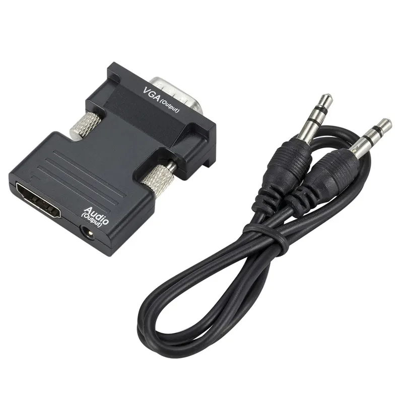 

HDMI-совместимый конвертер мама-VGA папа 3,5 мм аудиокабель адаптер 1080P FHD видеовыход для ПК ноутбука тв монитора проектора