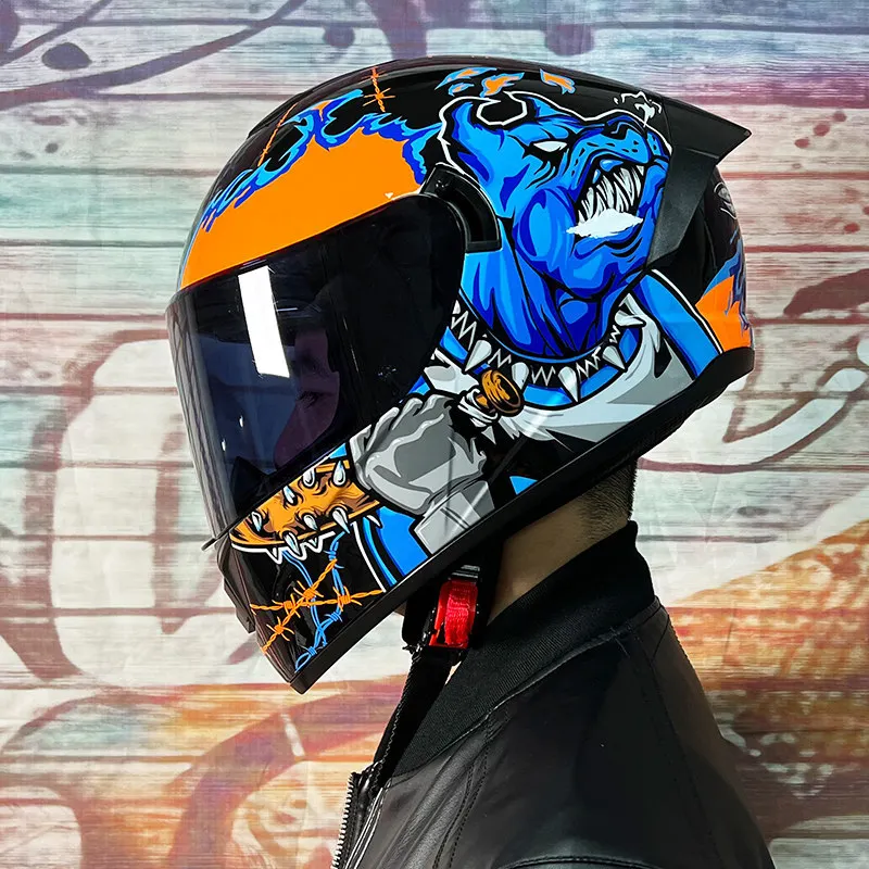 

Мотоциклетный шлем на все лицо, двойной щит со съемной моющейся внутренней подкладкой, цветные линзы для гоночного мотоцикла, скутера, мото...