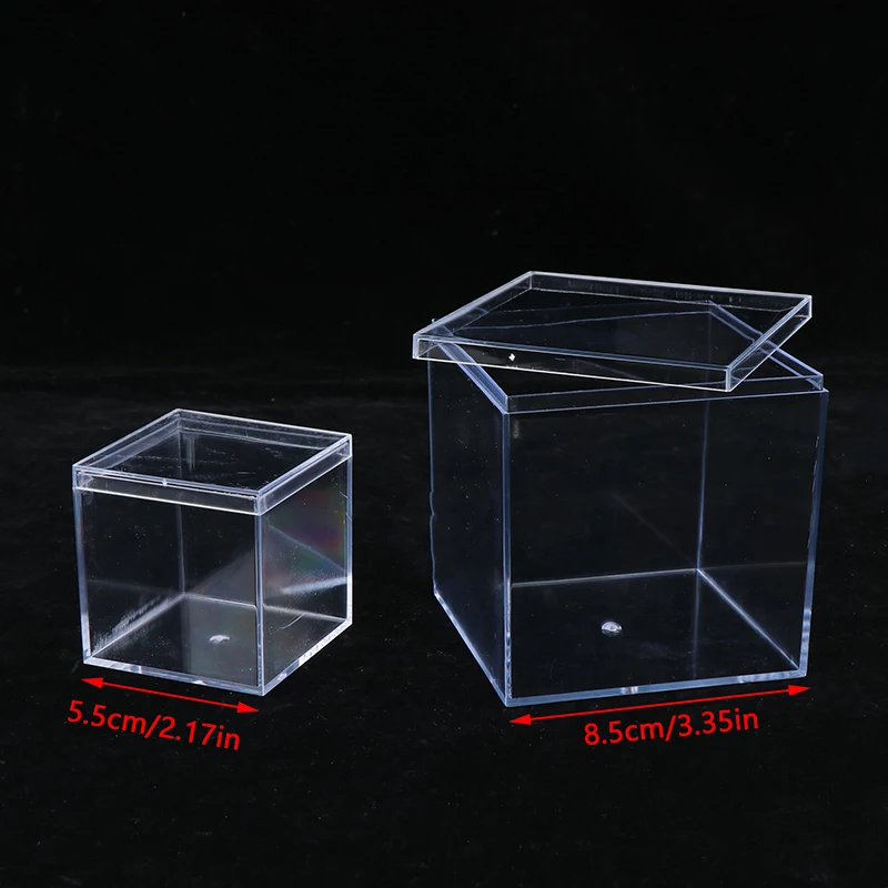 

Прозрачные акриловые коробки с крышкой, 1 шт., пластиковый органайзер, маленькая Подарочная квадратная упаковочная коробка, контейнер для хранения пищевых конфет для дома