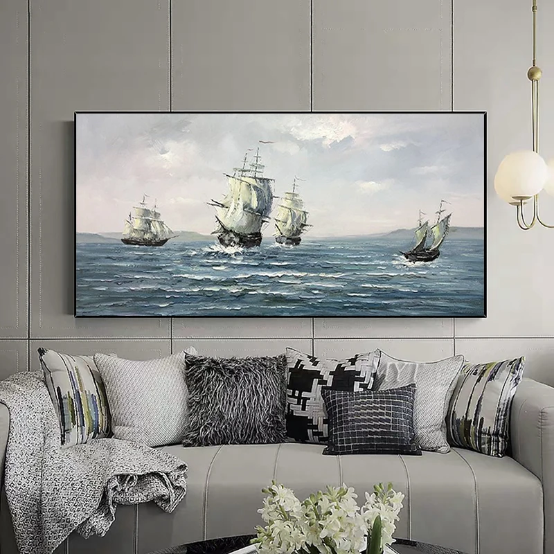 Pure Hand-Painted Sailboat Oil Painting Horizontal Hanging Painting For Living Room Home Wall Decorative Paintings Office Mural
Pure Hand-Painted Sailboat Oil Painting Horizontal Hanging Painting For Living Room Home Wall Decorative Paintings Office Mural