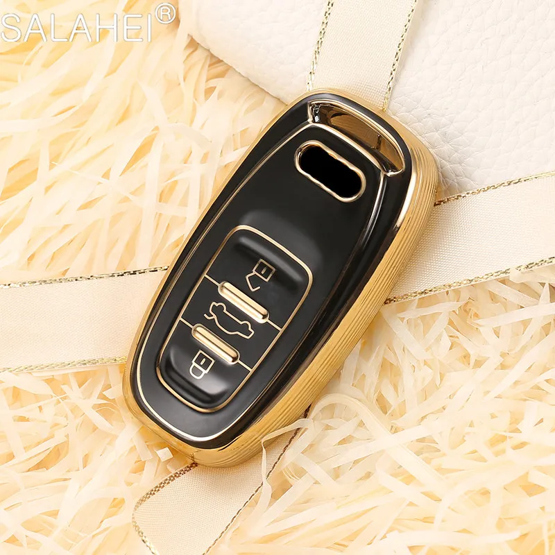 New TPU Gold Edge Design Car Remote Smart Key Cover Case For Audi A1 A3 A4 A5 A6 A7 A8 Quattro Q3 Q5 Q7 2009-2015 Accessories
New TPU Gold Edge Design Car Remote Smart Key Cover Case For Audi A1 A3 A4 A5 A6 A7 A8 Quattro Q3 Q5 Q7 2009-2015 Accessories