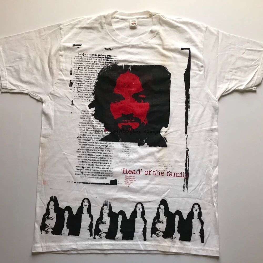 Charlie Custom Vintage 1990s Charles Manson Head of the Family T Shirt XL White 80s
Charlie Custom Vintage 1990s Charles Manson Head of the Family T Shirt XL White 80s