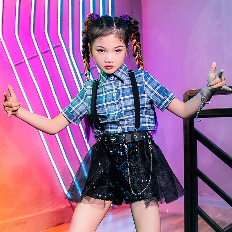 

Jazz Dancewear Black Girl Sets Dancer Outfit Summer Hip Hop Clothes Catwalk Show Costume Cheerleader Outfit Stage Costume