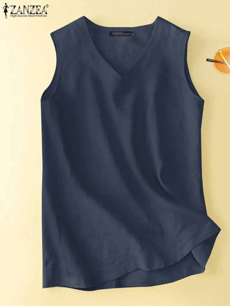 Women Beach Tank Tops ZANZEA Vintage Sleeveless Camisole Beach Vest Blouse Women Elegant OL Shirt V Neck Tunic Tops Oversize
Women Beach Tank Tops ZANZEA Vintage Sleeveless Camisole Beach Vest Blouse Women Elegant OL Shirt V Neck Tunic Tops Oversize