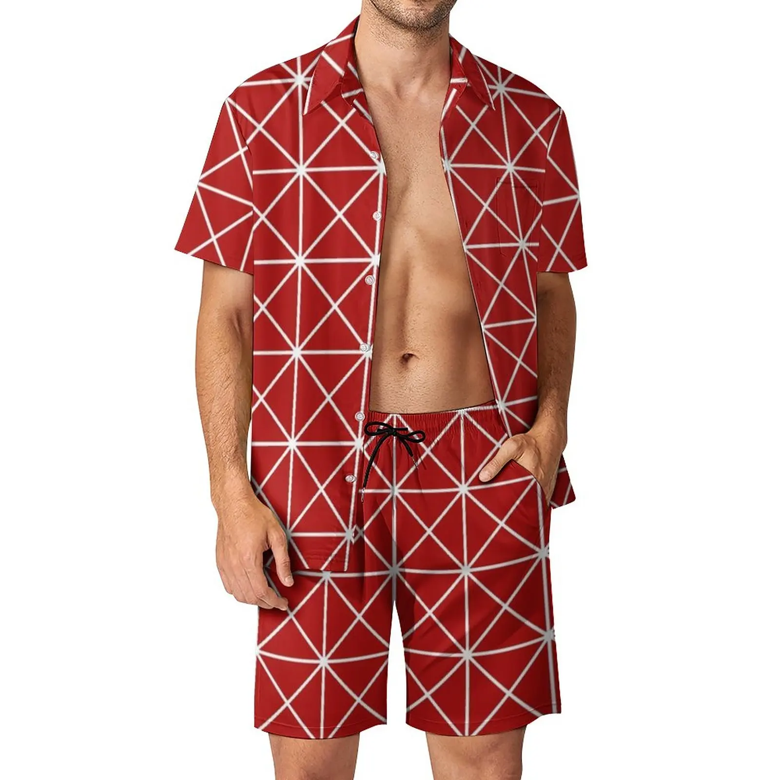Nordic Pattern Red Men Sets Striped Lines Casual Shirt Set Vintage Fitness Outdoor Shorts Summer Graphic Suit 2 Piece Plus Size 
Nordic Pattern Red Men Sets Striped Lines Casual Shirt Set Vintage Fitness Outdoor Shorts Summer Graphic Suit 2 Piece Plus Size