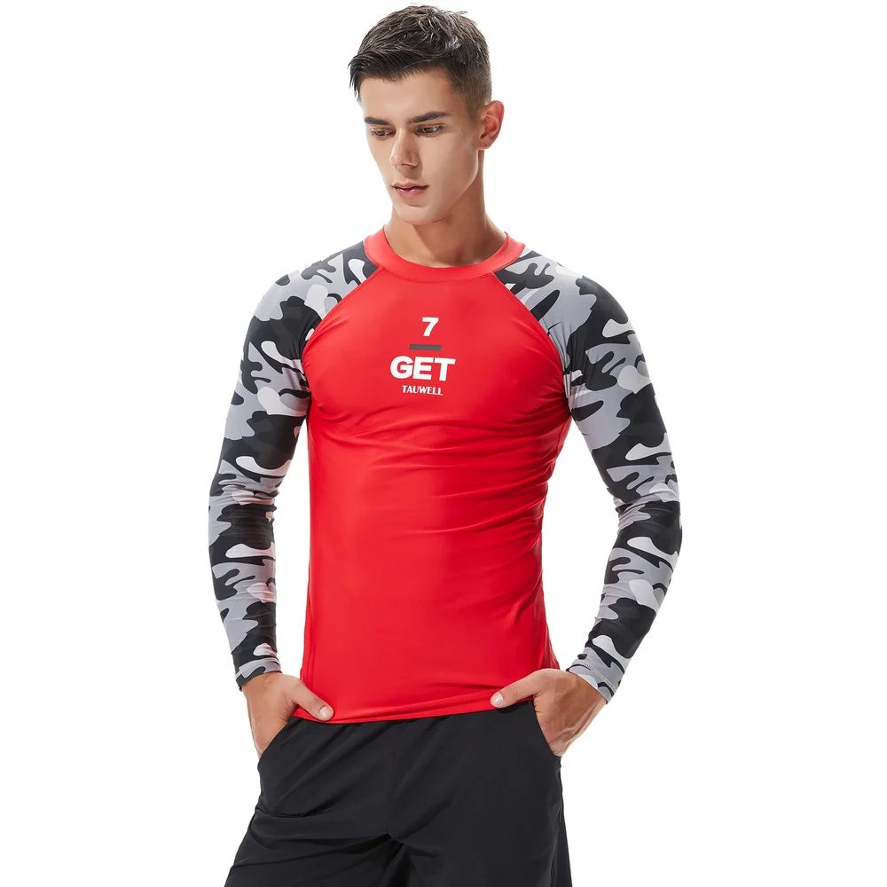 

Мужская компрессионная футболка UPF 50 + для плавания, костюм для серфинга и дайвинга, Облегающая рубашка с длинным рукавом для фитнеса и тренировок