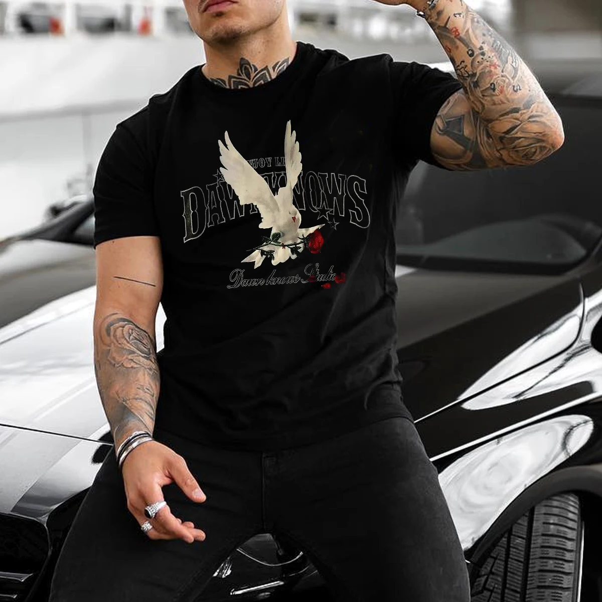 100% Cotton Summer Street Style Dove Rose Printing Short Sleeve Mens T-shirts Casual Tops Tees
100% Cotton Summer Street Style Dove Rose Printing Short Sleeve Mens T-shirts Casual Tops Tees