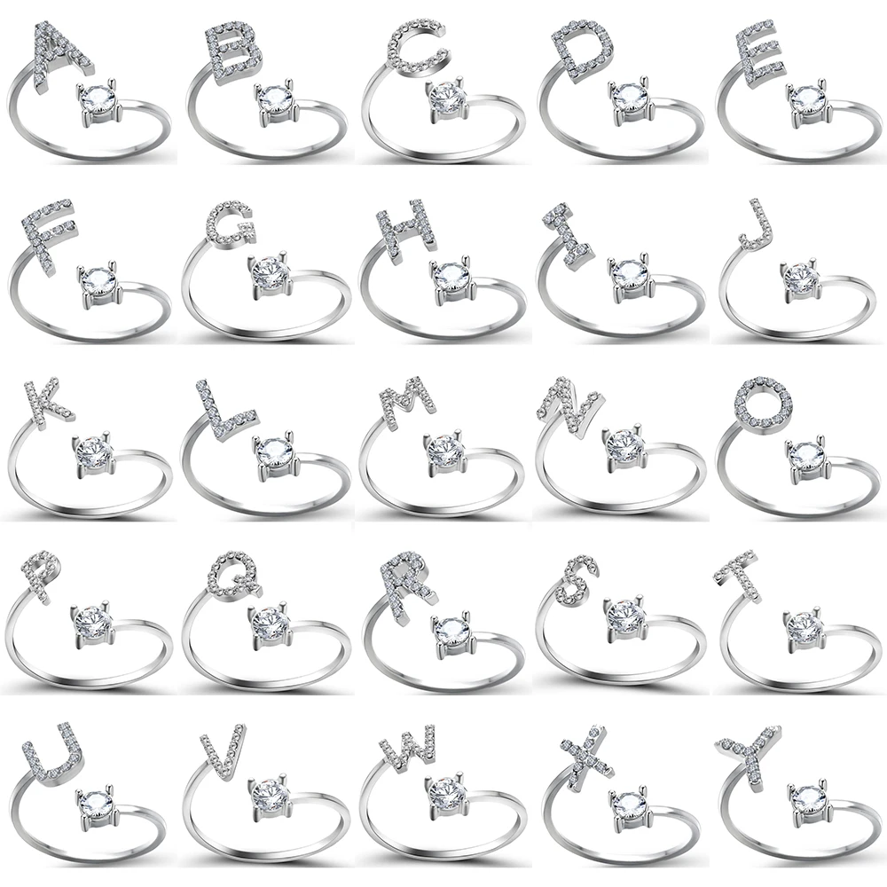 Rhinestones 26 Letter Charm Rings For Women Girl Anillos Femme Open Adjustable Ring Fashion Jewelry Crystal Valentine's Day Gift
Rhinestones 26 Letter Charm Rings For Women Girl Anillos Femme Open Adjustable Ring Fashion Jewelry Crystal Valentine's Day Gift