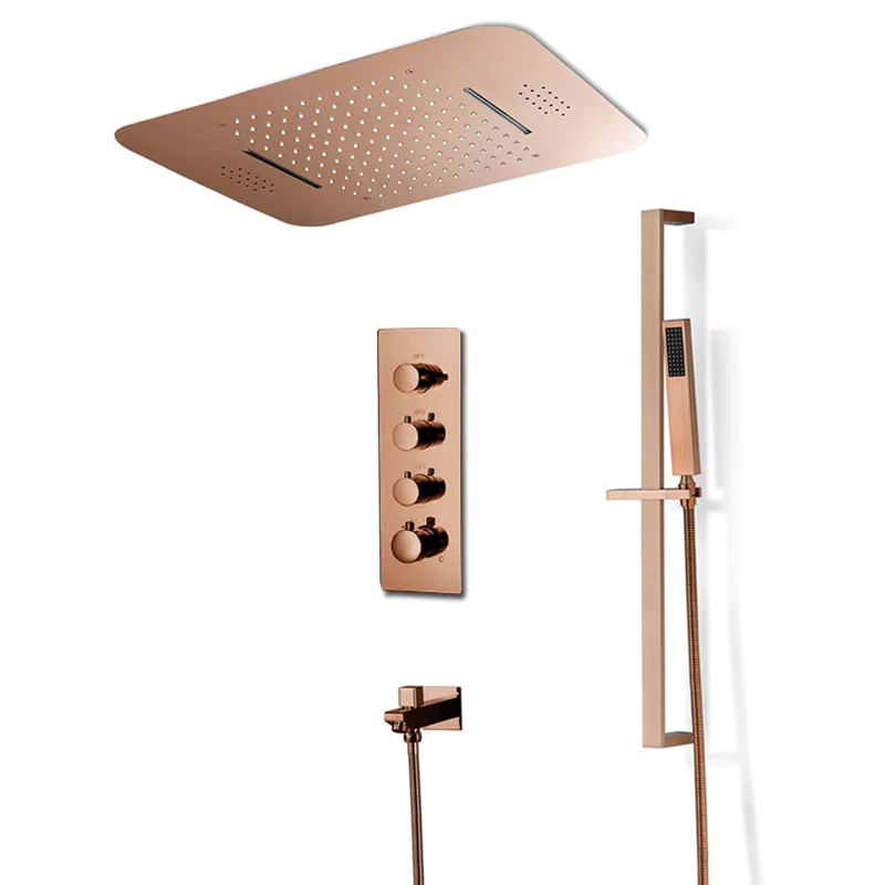 Polished Rose Gold Rain Shower Faucet Set Stainless Steel Shower Panel Waterfall Smart Showerheads Embedded Ceiling Mounted
Polished Rose Gold Rain Shower Faucet Set Stainless Steel Shower Panel Waterfall Smart Showerheads Embedded Ceiling Mounted