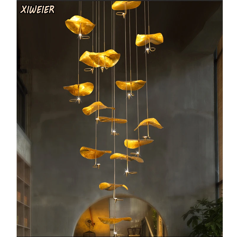 Luxurious Artistic Creativity All Copper Lotus Leaf Chandelier Designer Double Stair Hall Chandelier
Luxurious Artistic Creativity All Copper Lotus Leaf Chandelier Designer Double Stair Hall Chandelier