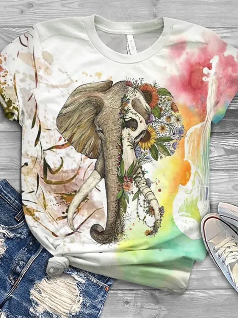 Women's Kawaii Animal Elephant print 3D short sleeve Everyday Crew Neck Pullover S/3D
Women's Kawaii Animal Elephant print 3D short sleeve Everyday Crew Neck Pullover S/3D
