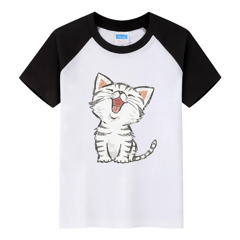 American Shorthair happy print summer boys raglan short-sleeved children's T-shirt cartoon children's clothing 
American Shorthair happy print summer boys raglan short-sleeved children's T-shirt cartoon children's clothing