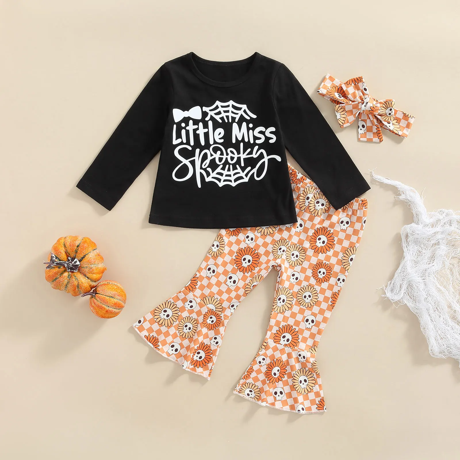 TR New Autumn Halloween Kids Girls Casual Suit Long Sleeve Letter Printed Tops+Flower Plaid Printed Pants+Headband Clothes
TR New Autumn Halloween Kids Girls Casual Suit Long Sleeve Letter Printed Tops+Flower Plaid Printed Pants+Headband Clothes
