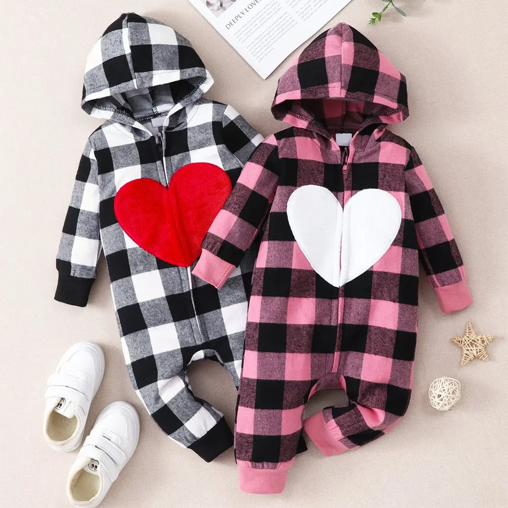 Romper Child Plaid Hooded Fleece Heart Shaped Warm Long Sleeve Jumpsuit Zipper Outfits Bodysuit Clothes For Infant Toddler
Romper Child Plaid Hooded Fleece Heart Shaped Warm Long Sleeve Jumpsuit Zipper Outfits Bodysuit Clothes For Infant Toddler