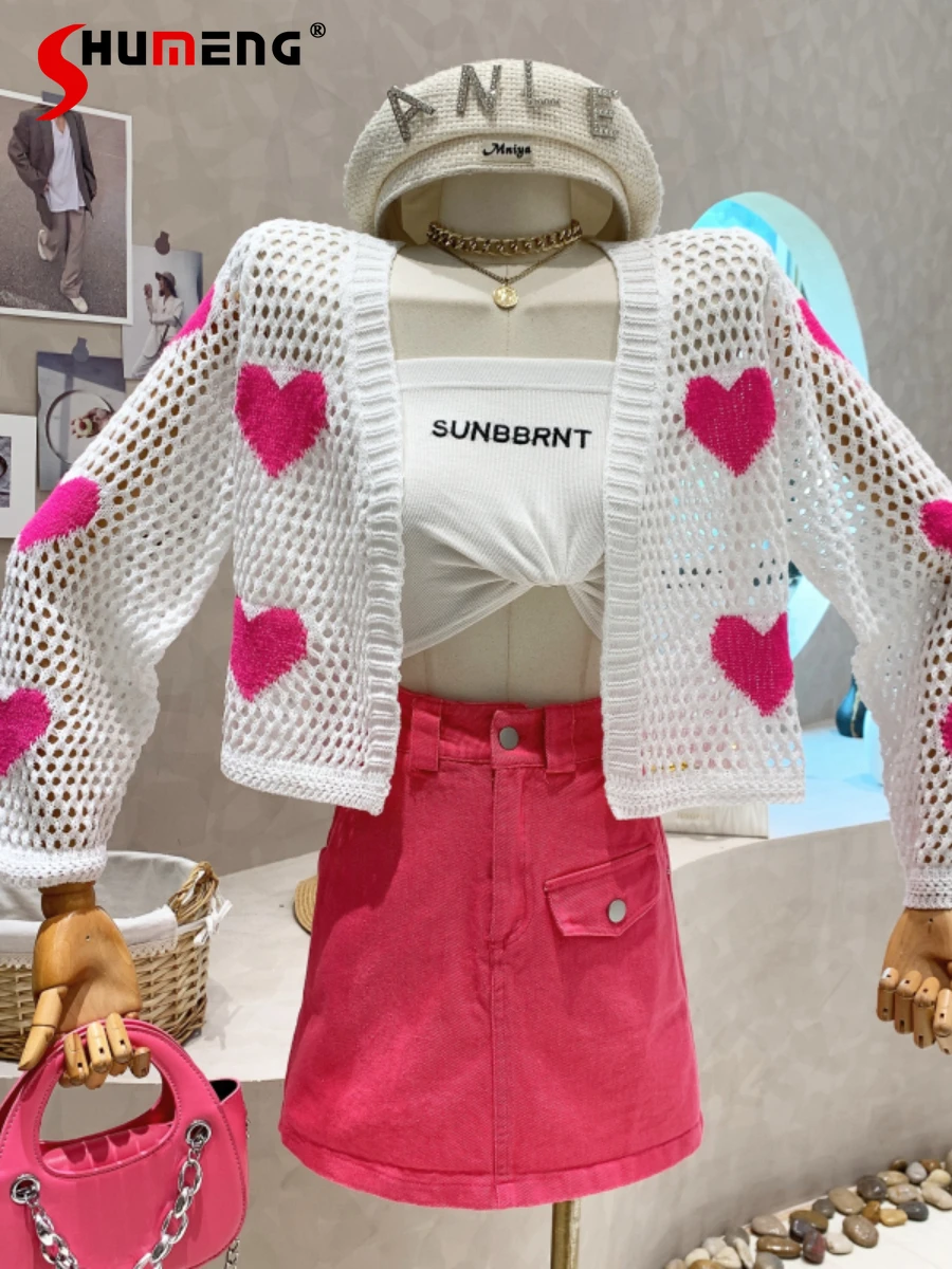 Elegant Love Mesh Hollow Knitted Cardigan Women Fall 2022 New Clothes Loose Long Sleeve Sun-Protection Shirt Sweater Top Kawaii
Elegant Love Mesh Hollow Knitted Cardigan Women Fall 2022 New Clothes Loose Long Sleeve Sun-Protection Shirt Sweater Top Kawaii