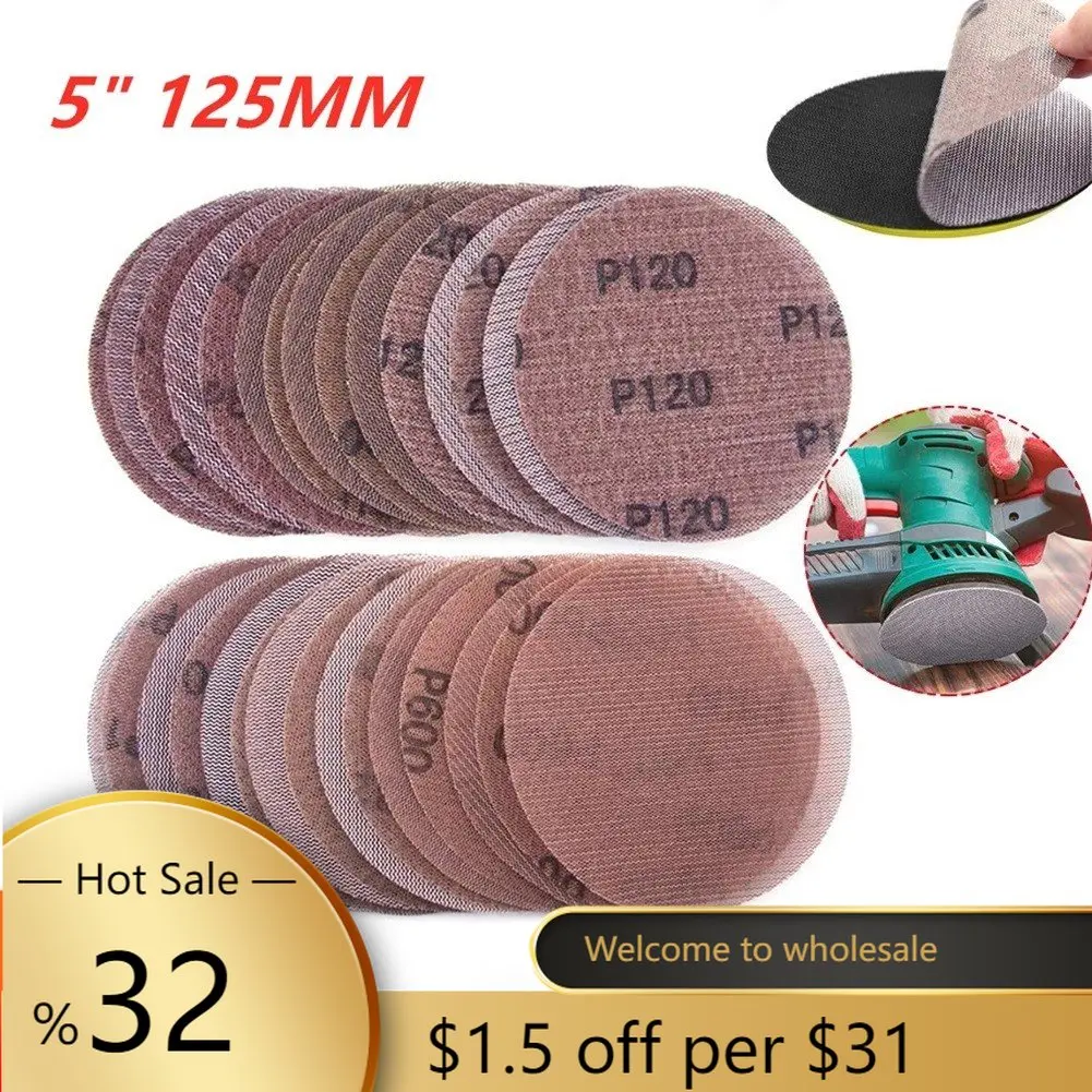 25pcs 5inch 125mm Mesh Sanding Discs Hook & Loop Abrasive Dust Free Sandpaper Aluminium Oxide Power Tool Air Tool Accessories
25pcs 5inch 125mm Mesh Sanding Discs Hook & Loop Abrasive Dust Free Sandpaper Aluminium Oxide Power Tool Air Tool Accessories