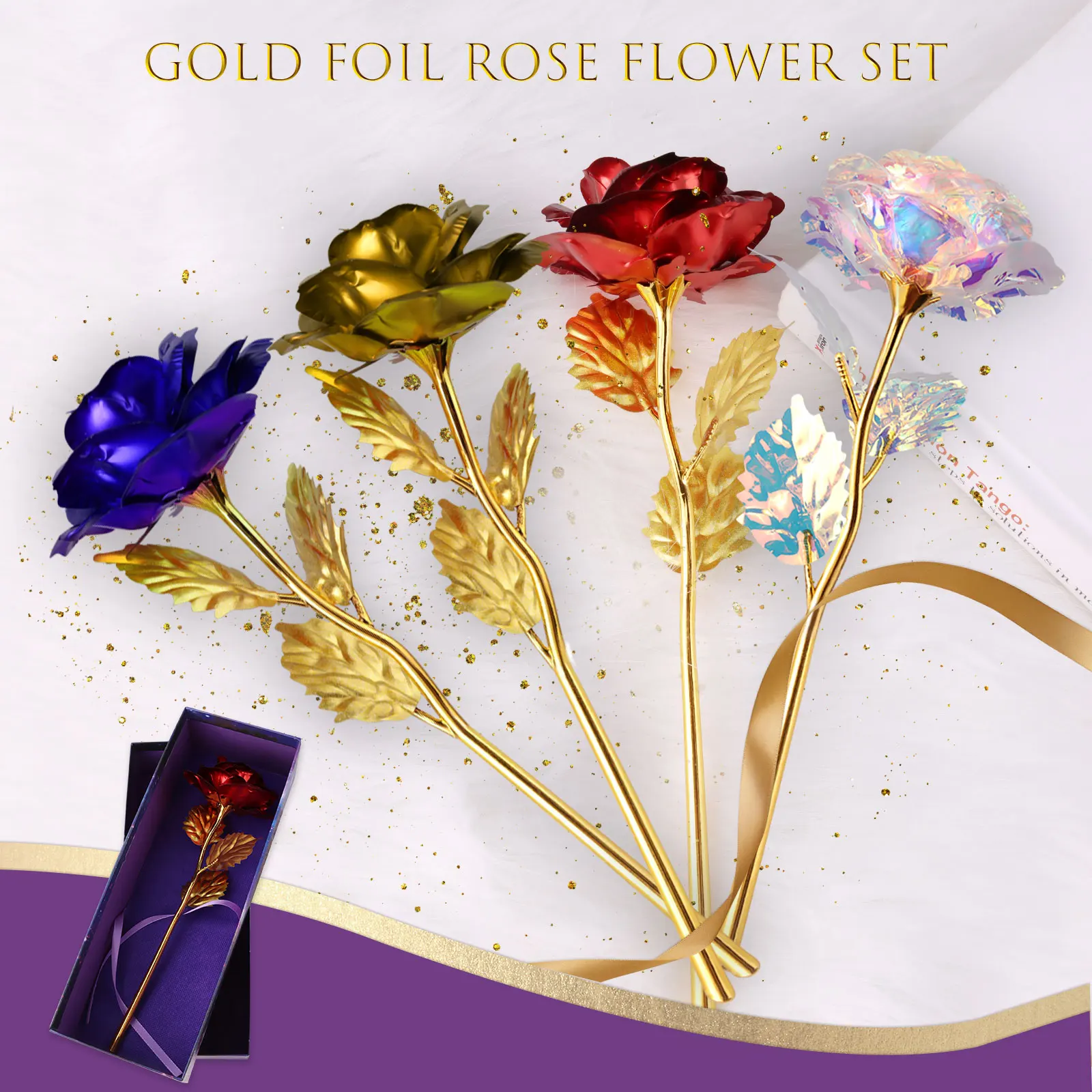 Besegad Artificial Eternal Rose Flower Imitation Gold Foil Rose with Gift Package Valentine's Day Gifts for Women Wife Girls
Besegad Artificial Eternal Rose Flower Imitation Gold Foil Rose with Gift Package Valentine's Day Gifts for Women Wife Girls