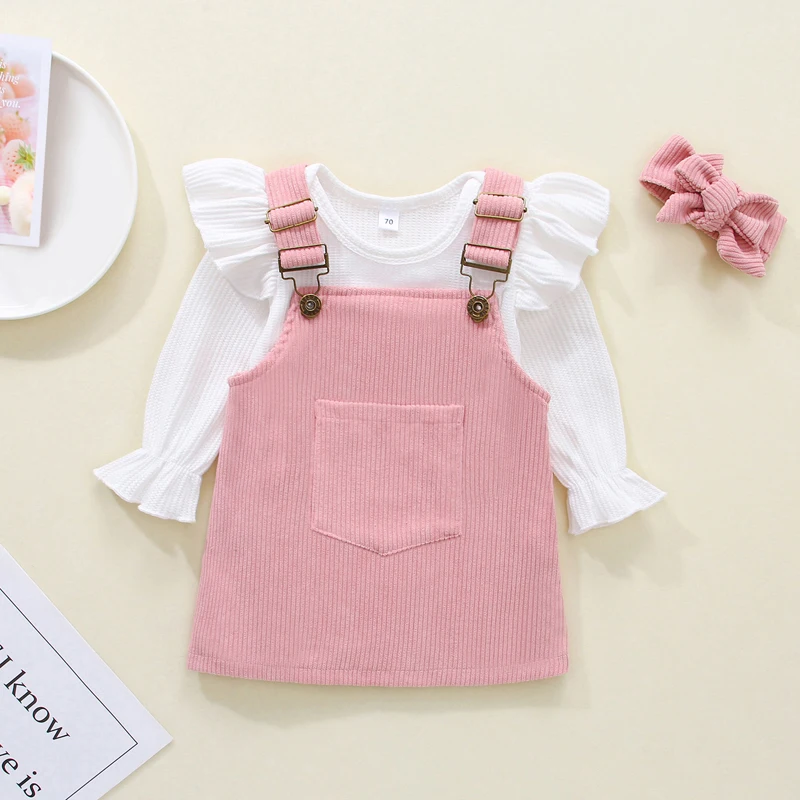 0-18M 3Pcs Baby Girls Skirt Outfits Long Puff-Sleeves Romper + Corduroy Suspenders Skirt + Headband Clothes Set for Toddler
0-18M 3Pcs Baby Girls Skirt Outfits Long Puff-Sleeves Romper + Corduroy Suspenders Skirt + Headband Clothes Set for Toddler