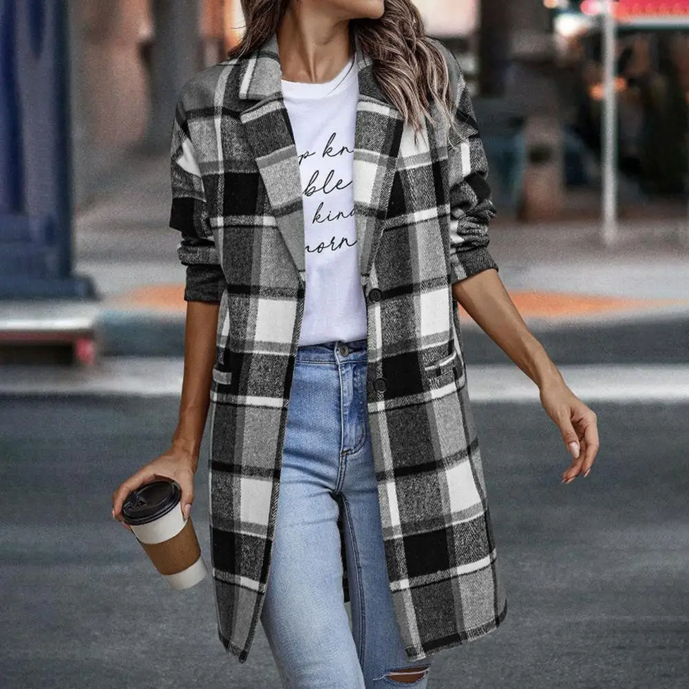 Outwear Trendy Notch Collar Lady Coat Streetwear Spring Coat Single-breasted for School 
Outwear Trendy Notch Collar Lady Coat Streetwear Spring Coat Single-breasted for School