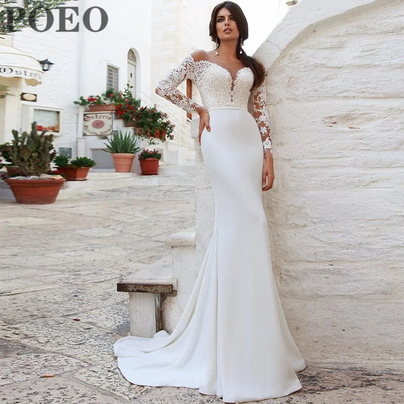 Elegant Mermaid Trumpet Wedding Dress For Women O-neck Full Sleeve Appliques Bridal Dress Floor-Length Court Robe De Mariee
Elegant Mermaid Trumpet Wedding Dress For Women O-neck Full Sleeve Appliques Bridal Dress Floor-Length Court Robe De Mariee