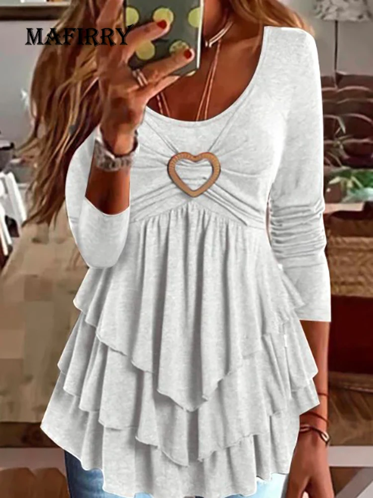 Cascade Ruffles Patchwork Lady Loose Blouse Casual Women Summer Solid Long Sleeve Top Streetwear Round Neck Basic Pullover Blusa
Cascade Ruffles Patchwork Lady Loose Blouse Casual Women Summer Solid Long Sleeve Top Streetwear Round Neck Basic Pullover Blusa