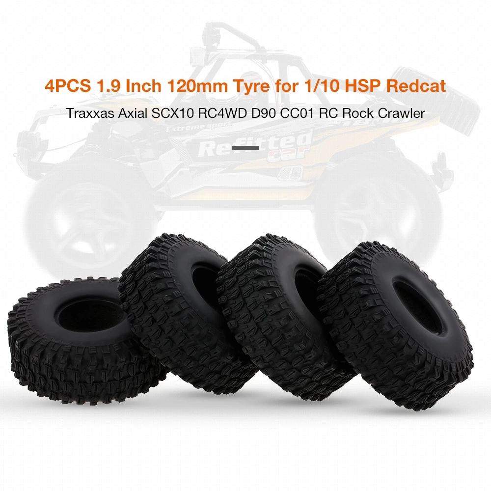 4PCS 120MM 1.9" Rubber Rocks Tyres / Wheel Tires for 1:10 RC Rock Crawler Axial SCX10 90047 D90 D110 TF2 Traxxas TRX-4
4PCS 120MM 1.9" Rubber Rocks Tyres / Wheel Tires for 1:10 RC Rock Crawler Axial SCX10 90047 D90 D110 TF2 Traxxas TRX-4