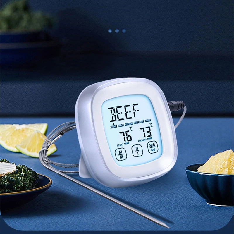 

Цифровой термометр для мяса, кухонный прибор для измерения температуры, для духовки, барбекю, гриля, с 2 щупами и таймером, переключение ℃/℉, ...