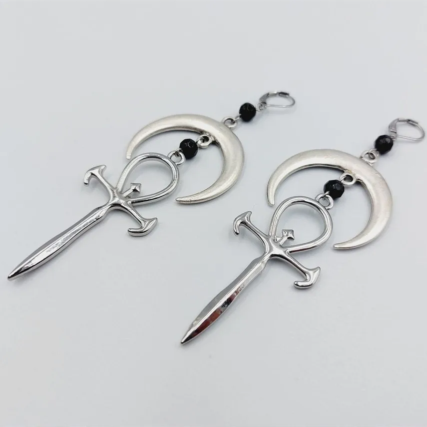 Vampire Ankh Egyptian Ankh Crescent Moon Earrings (2 Styles) - goth gothic dracula crescent vampyre witchy salem jewelry gift
Vampire Ankh Egyptian Ankh Crescent Moon Earrings (2 Styles) - goth gothic dracula crescent vampyre witchy salem jewelry gift